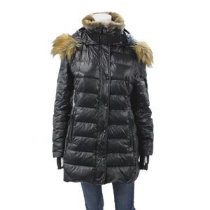 S13 NYC Womens Black Nylon Puffer Jacket Snap Closure Long Sleeve Size S